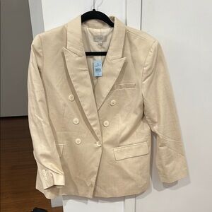 LOFT Cream Double-Breasted Blazer Classic Style